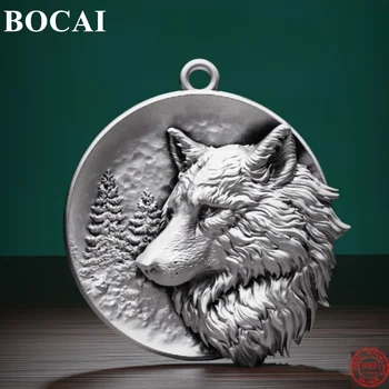 bocai s999 стерлинговое серебро кулоны для женщин мужчин новая мода твердый круглый властный волчья голова панк ювелирные изделия бесплатная доставка