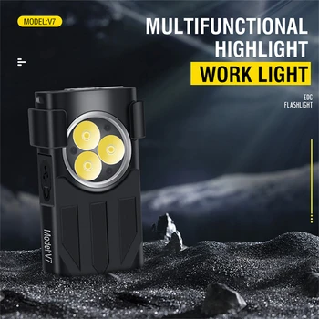 BORUiT V7 EDC Мини-фонарик 1100LM Брелок Светильник USB-C Перезаряжаемый светодиодный фонарик Водонепроницаемый с магнитом УФ Рабочее освещение
