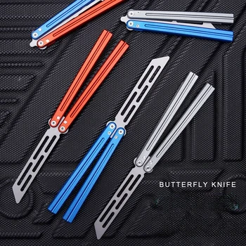 Butterfly Тренировочный нож Высокая красота Красный синий Алюминиевая ручка Новый складной Открытый Без лезвия Начинающий Портативный Нож