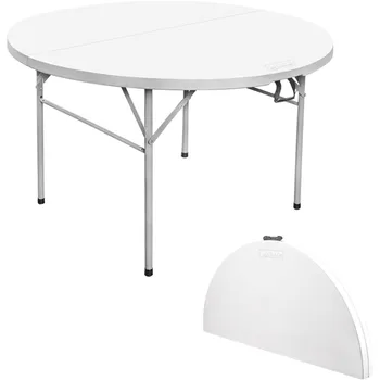  Byable Круглый складной стол 48-дюймовый двустворчатый белый пластиковый стол Круглый карточный стол для банкетных столов на открытом воздухе Свадебное мероприятие