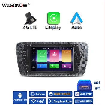 Carplay DSP IPS 4G LTE Android11 8 ГБ + 128 ГБ Авто мультимедийный DVD плеер GPS карта RDS Радио BT 5.0 для VW Seat Ibiza 2009 - 2013 2014