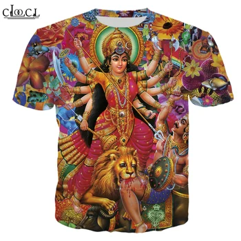 CLOOCL Индийская богиня 3D-печать Мужская женская футболка Harajuku Модная рубашка с коротким рукавом Лето Горячие продажи Унисекс Всематчевые топы