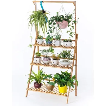 COPREE Бамбуковая 3-уровневая подвесная подставка для растений Полки для кашпо Цветочный горшок Органайзер Стойка Складной дисплей
