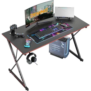 DESINO Игровой стол 47-дюймовый компьютерный стол для ПК, настольный домашний офис Настольная рабочая станция геймера, простой игровой стол, черный