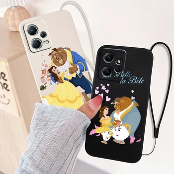 Disney Красавица И Чудовище Для Xiaomi Mi 13 12 12T 11 11T 10 10T 9 9SE Lite Pro Ultra A3 Силиконовый мягкий чехол для телефона с жидкой веревкой