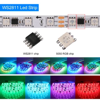 Dream Color Светодиодная лента WS2811 с индивидуальной адресацией RGBIC DC12V 30/60 светодиодов / м Пульт дистанционного управления на диодной ленте + адаптер ЕС / США