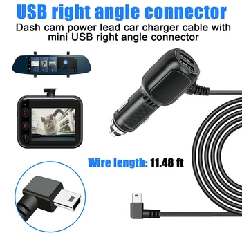 DVR Зарядный кабель Видеорегистратор Автомобильное зарядное устройство Маленький USB-кабель / Micro USB 11,5 футов Шнур питания 12-24 В для камеры DVR для GPS