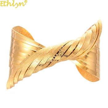 Ethlyn Нигерийский золотой цвет Скрученный коренастый браслет, женские медные браслеты браслеты повседневное использование аксессуары ювелирные изделия подарки B181