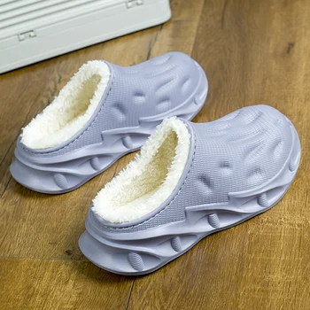 EVA Пара хлопковых тапочек для домашнего мужчины Легко чистить Водонепроницаемая мягкая удобная толстая дно На открытом воздухе теплая плюшевая мужская обувь