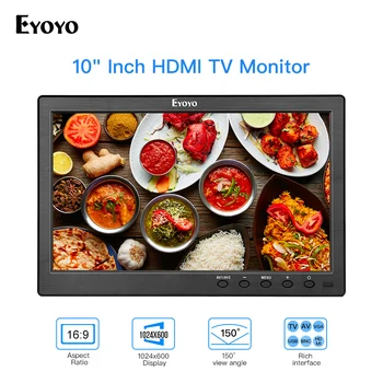 Eyoyo EM10V 10 дюймов Телевизор IPS Монитор HDMI 1024x600 ЖК-экран с HDMI VGA AV USB Пульт дистанционного управления для DVD ПК CCTV Дисплей безопасности