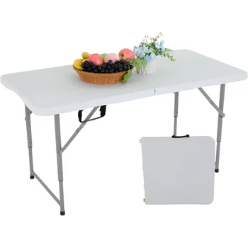 FDW Полупортативный складной стол для пикника для офиса Дома Кемпинг Вечеринка, белый, 4 фута
