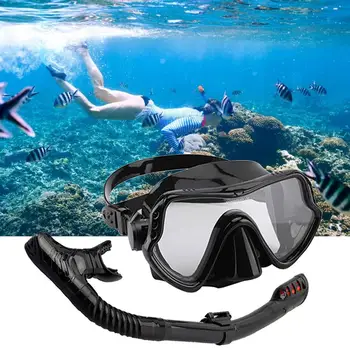 Full Dry Snorkeling Masque Snorkel Set Взрослый с мундштуками Маска для дайвинга Очки Подводное плавание с аквалангом Противотуманные респираторные маски