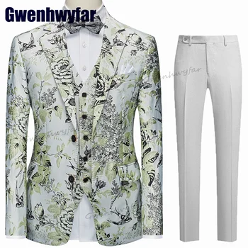 Gwenhwyfar 2023 Высококачественный мужской костюм Slim Fit Свадебные вечерние платья Выпускной костюм 3 шт. Мужская одежда Однобортные костюмы