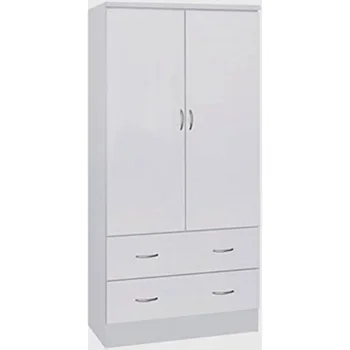 HODEDAH IMPORT Двухдверный шкаф с двумя ящиками и подвесным стержнем, белый.