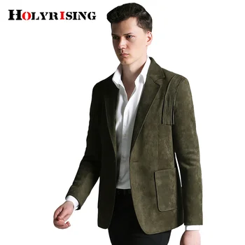 Holyrising мужской пиджак Мужская искусственная замша приталенный классический двубортный S-3XL #18115