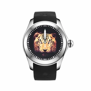 KAFYASE Мужские автоматические часы 46 мм Роскошные механические наручные часы Пузырьковый минеральный зеркальный каучуковый ремешок Светящийся циферблат тигра