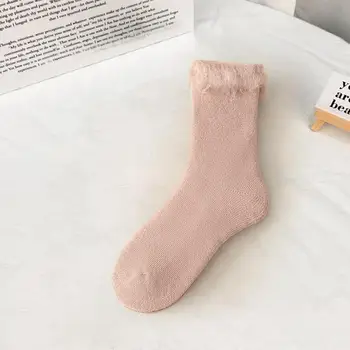 Lady Floor Socks Толстые теплые носки Mid-tube с противоскользящей защитой лодыжки Уютная эластичная зимняя обувь без запаха Женская теплая