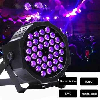 LED Stage Par Lights RGB DJ Disco 18 Вт / 36 Вт УФ Черный свет с дистанционным управлением DMX со звуком для рождественской вечеринки по случаю дня рождения