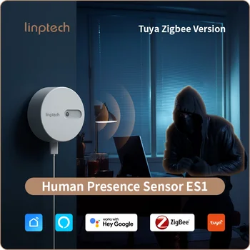  Linptech Датчик присутствия ES1, интеллектуальный датчик движения с радаром миллиметрового диапазона 24 Гбит/с, требуется концентратор Tuya Zigbee для домашней автоматизации и безопасности