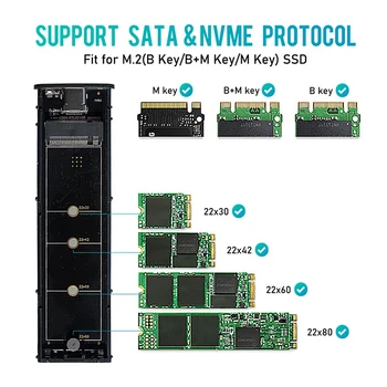 M2 SSD Корпус NVME Корпус M.2 на USB SSD Адаптер для NVME PCIE NGFF SATA M+B Key 2230/2242/2260/2280 Двойной протокол M2 SSD Корпус NVME Корпус M.2 на USB SSD Адаптер для NVME PCIE NGFF SATA M+B Key 2230/2242/2260/2280 Двойной протокол 1