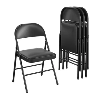 Mainstays Виниловый складной стул (4 шт.)набор стульев на открытом воздухе, черный