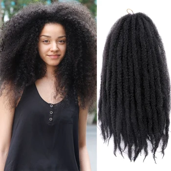 Marley Meche Afro Kinky Плетение Волос 18 дюймов Синтетические Вязание крючком Marly Twist Косы Наращивание Волос Для Женщин 100 г 30 прядей / Упаковка