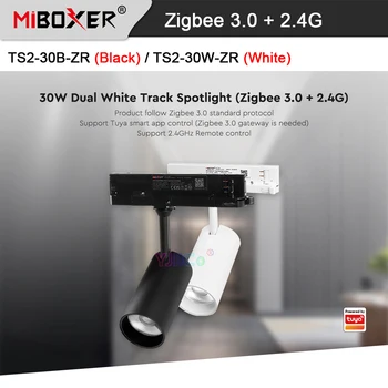 Miboxer Zigbee 3.0 30 Вт Двойной белый светодиодный потолочный светильник 2.4G Трековый светильник Tuya APP CCT Spotlight Mi-Light RF Пульт дистанционного / голосового управления 110 В-220 В