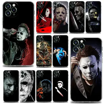 Michael-Myers Horror Halloween movie Shell Case для iPhone 15 11 12 13 14 Pro Max Mini SE XS X 7 8 Plus Прозрачная крышка Fundas