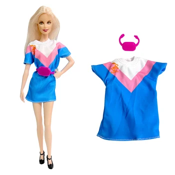 NK 1 шт. Летнее мини-платье + пояс платье для вечеринок юбка повседневная кукла аксессуары одежда для куклы Барби Кукла Девочка Кукольный домик Игрушка