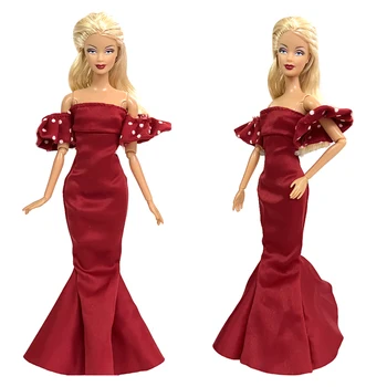 NK Official 1 шт. Благородное красное платье Милая принцесса Рукав Вечернее платье Кукла Подиумное платье для Барби Кукла Игрушки Аксессуары 308A