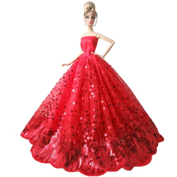 NK Новейший 1 комплект 30 см Принцесса Благородный Красный Мигающий Свадебное Платье Мода Вечеринка Одежда Для Барби Кукла Аксессуары Девочка Подарок Игрушка