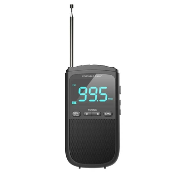 Outdoor Motion AM FM Персональное стерео радио Перезаряжаемый мини FM Наушники Разъем Часы Будильник Карманное радио для вещания