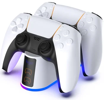 PS5 Контроллер Зарядное устройство Двойной контроллер Зарядка Док-станция Подставка Светодиодный индикатор Быстрая зарядка 15 Вт для Sony Playstation 5