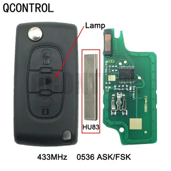 QCONTROL Новый дистанционный ключ для автоматического дверного замка PEUGEOT 207 307 308 408 408 Partner 433 МГц (лезвие CE0536 ASK / FSK HU83)