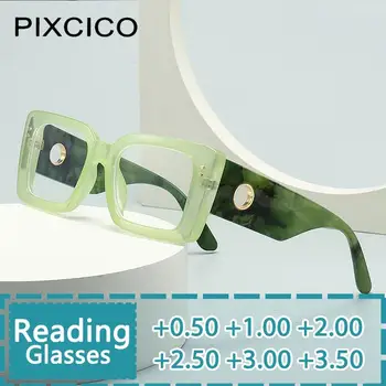 R56788 Роскошные очки для чтения с полыми ногами Диоптрийные +100 ~ +300 Женщины Большой Размер Ретро Квадратные Красочные Пресбиопические Очки