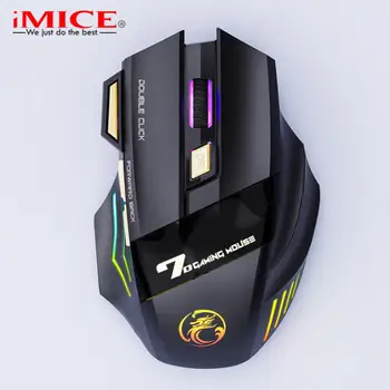 RGB Lights Офисная мышь Перезаряжаемая беспроводная игровая мышь 3200 точек на дюйм 2,4 г Mute Laptop Moice Mause для игрового компьютера Планшет ПК