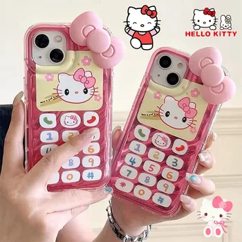Sanrio Hello Kitty Bow для IPhone 14 Pro 13 12 11 Pro Plus XR Чехол Симпатичный Мультяшный Чехол Y2K Girl Phone Cover Противоударная оболочка