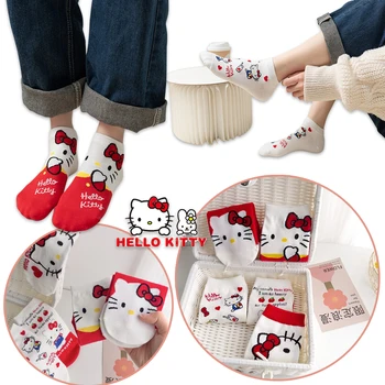 Sanrio Hello Kitty Носки для лодок Мультфильм Невидимый дышащий Девушка Короткие носки Мягкие впитывающие пот Дышащий Симпатичный короткий трубчатый носок