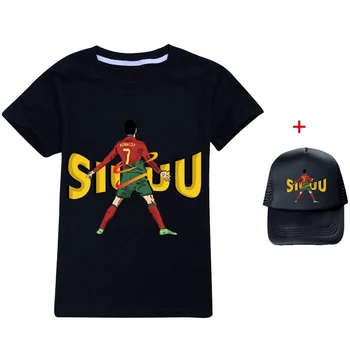 Siuuu 3D Prints Детские футболки Мода Лето Футболка с коротким рукавом Горячая распродажа Футбол Cr7 Повседневная уличная одежда Шляпа от солнца