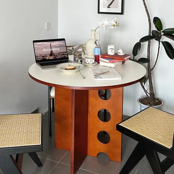 Solid Woo Круглый обеденный стол Nordic Simple Маленький кофе Новый классический обеденный стол на балконе Многофункциональный пол Esstische Мебель