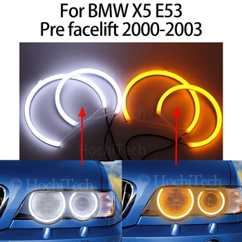 Switchback Хлопковый Светильник Светодиодный Ангел Глаз Двойной Белый Янтарь для BMW X5 E53 Предварительный фейслифтинг 2000 2001 2002 2003