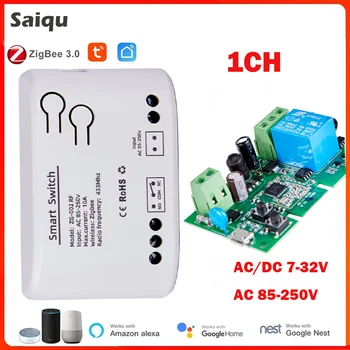 Tuya Smart Wifi Switch 1CH Relay Zigbee Switch Приемный модуль AC / DC7-32V AC85-250V с приложением Smart Life Alexa Google Home