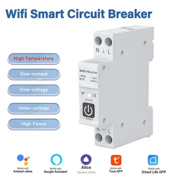 Tuya WIFI Zigbee Smart Circuit Switch Switch с измерительным 1P 63A Рейка DIN Пульт дистанционного управления Работа с Alexa Google Home Yandex