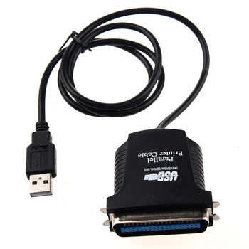 USB → принтер параллельный порт 36-контактный мужской кабель Черный