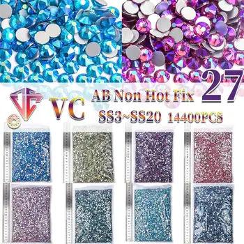 VC 14400 шт. SS3-SS20 Оптовая продажа Crystal AB Flatback Glass Diamond Design Блестящие стразы для маникюра украшения ногтей