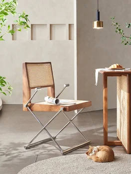 Vine изделия антикварная мебель обеденный стул винтажный ротанг массив дерева