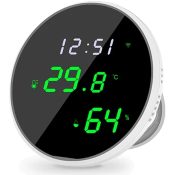 Wifi Комнатный термометр Интеллектуальный монитор температуры и влажности со светодиодной подсветкой