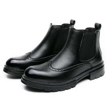 XiAnZen Зимние кожаные ботинки для мужчин Итальянский бренд Сапоги Мужчины Классические коричневые кожаные ботинки Ботинки для верховой езды на открытом воздухе на толстой подошве