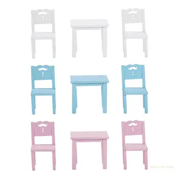 Y4UD Реалистичный стол Столовая Винтажные стулья для стола Принадлежности для игрового домика