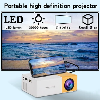 YG300 Подключаемый телефон Светодиодный мини-проектор высокой четкости Домашний портативный проектор Зарядное устройство USB и SD Проектор питания
